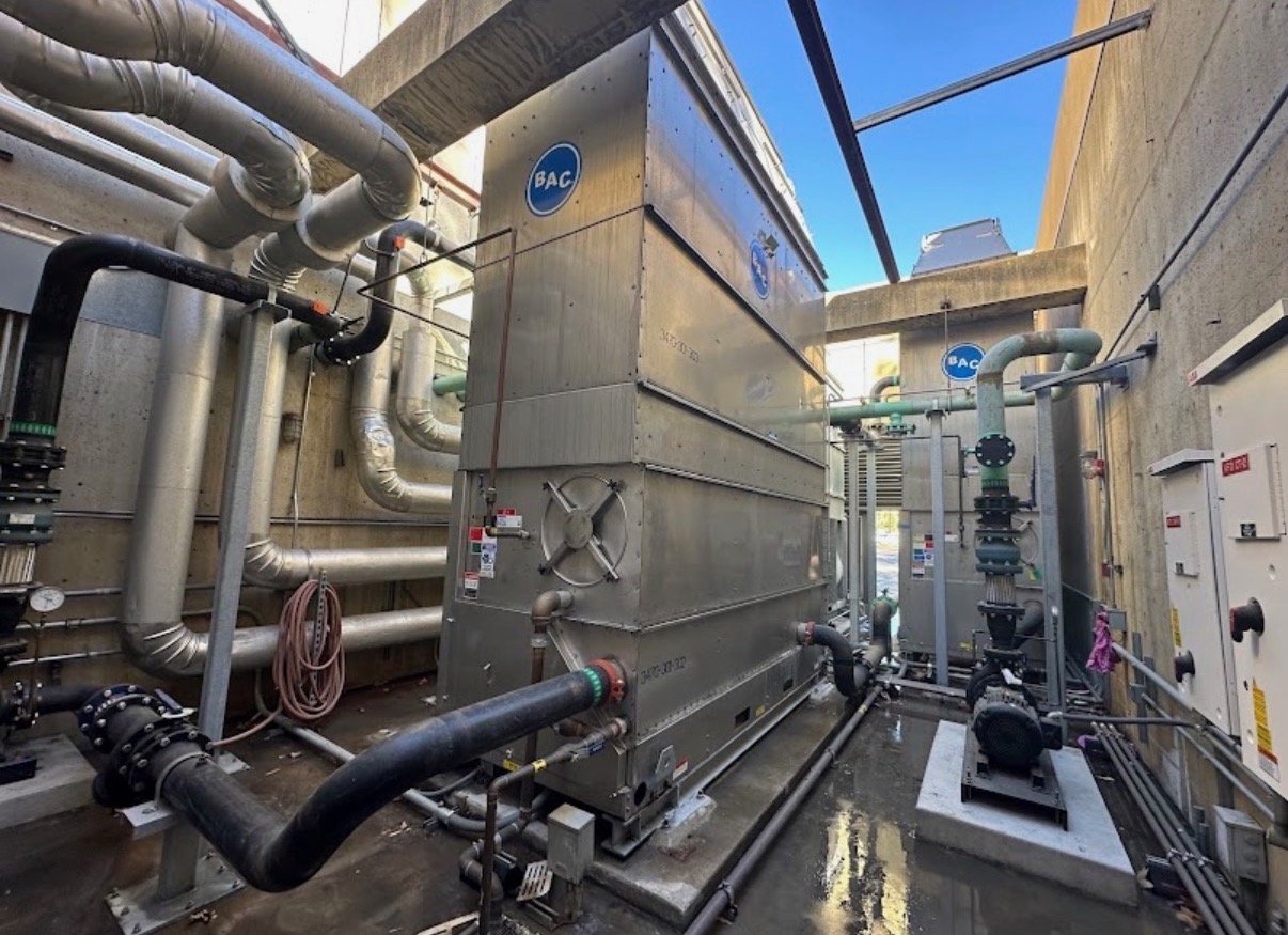 Commercial HVAC chiller and piping system Rudy worked on during his union apprenticeship